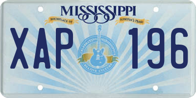 MS license plate XAP196