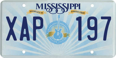 MS license plate XAP197