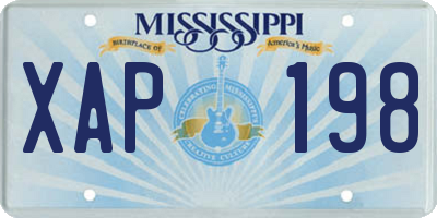 MS license plate XAP198
