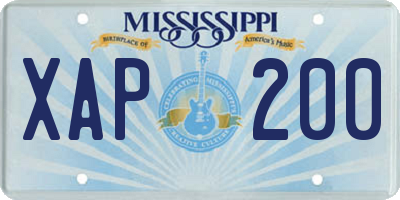 MS license plate XAP200