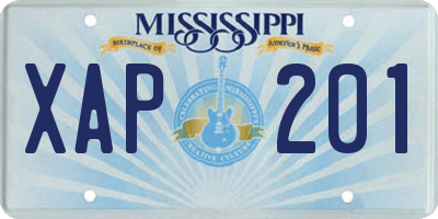 MS license plate XAP201