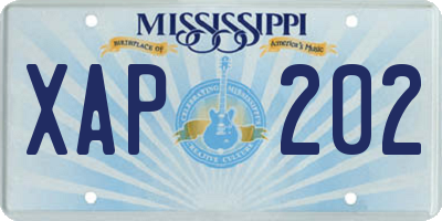 MS license plate XAP202