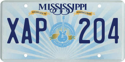 MS license plate XAP204