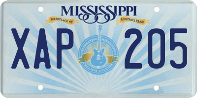 MS license plate XAP205