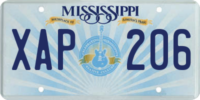 MS license plate XAP206
