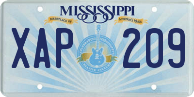 MS license plate XAP209