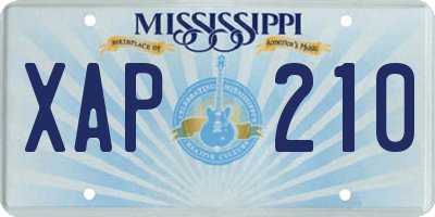 MS license plate XAP210