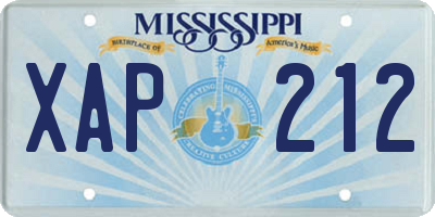 MS license plate XAP212