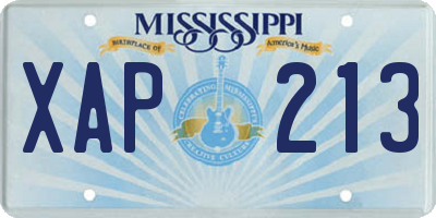 MS license plate XAP213
