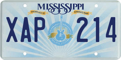 MS license plate XAP214