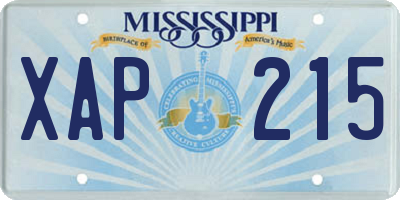 MS license plate XAP215