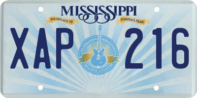 MS license plate XAP216