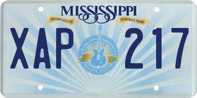 MS license plate XAP217