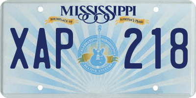 MS license plate XAP218