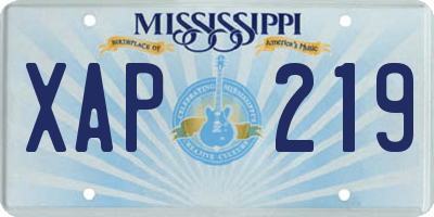 MS license plate XAP219