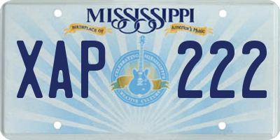 MS license plate XAP222