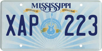 MS license plate XAP223