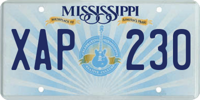 MS license plate XAP230