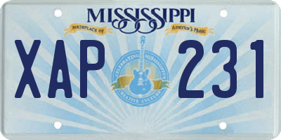 MS license plate XAP231