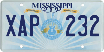 MS license plate XAP232