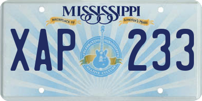 MS license plate XAP233