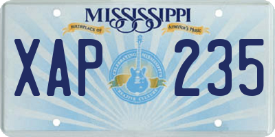 MS license plate XAP235