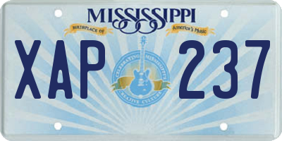 MS license plate XAP237