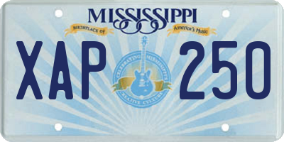MS license plate XAP250