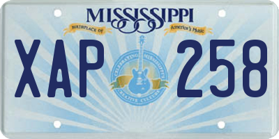 MS license plate XAP258