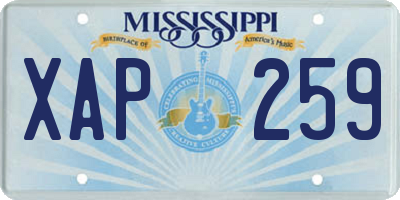 MS license plate XAP259