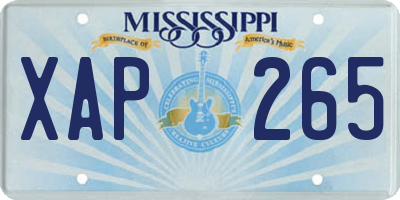 MS license plate XAP265