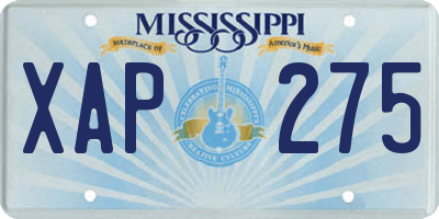MS license plate XAP275