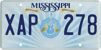 MS license plate XAP278