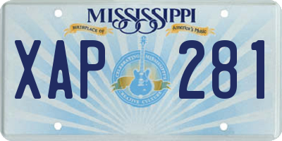 MS license plate XAP281