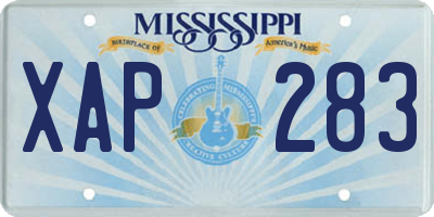 MS license plate XAP283
