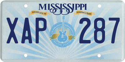 MS license plate XAP287