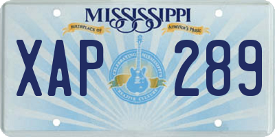 MS license plate XAP289
