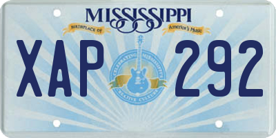 MS license plate XAP292