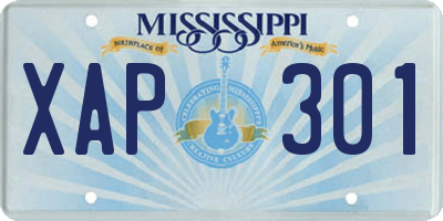 MS license plate XAP301