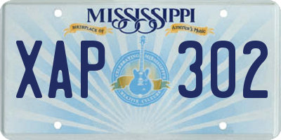 MS license plate XAP302