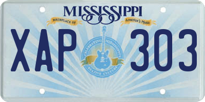 MS license plate XAP303
