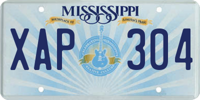 MS license plate XAP304