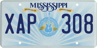 MS license plate XAP308