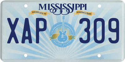 MS license plate XAP309