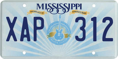 MS license plate XAP312