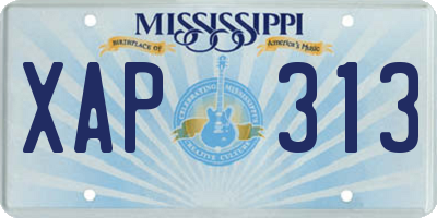 MS license plate XAP313