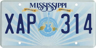 MS license plate XAP314