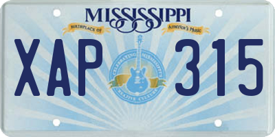 MS license plate XAP315