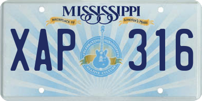 MS license plate XAP316