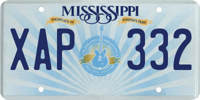 MS license plate XAP332